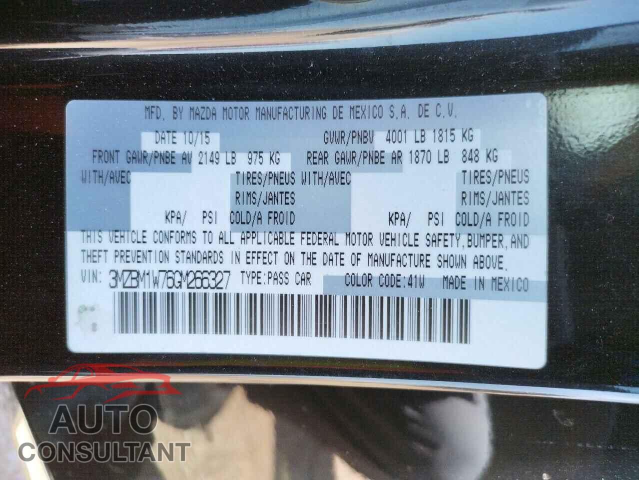 MAZDA 3 2016 - 3MZBM1W76GM266327