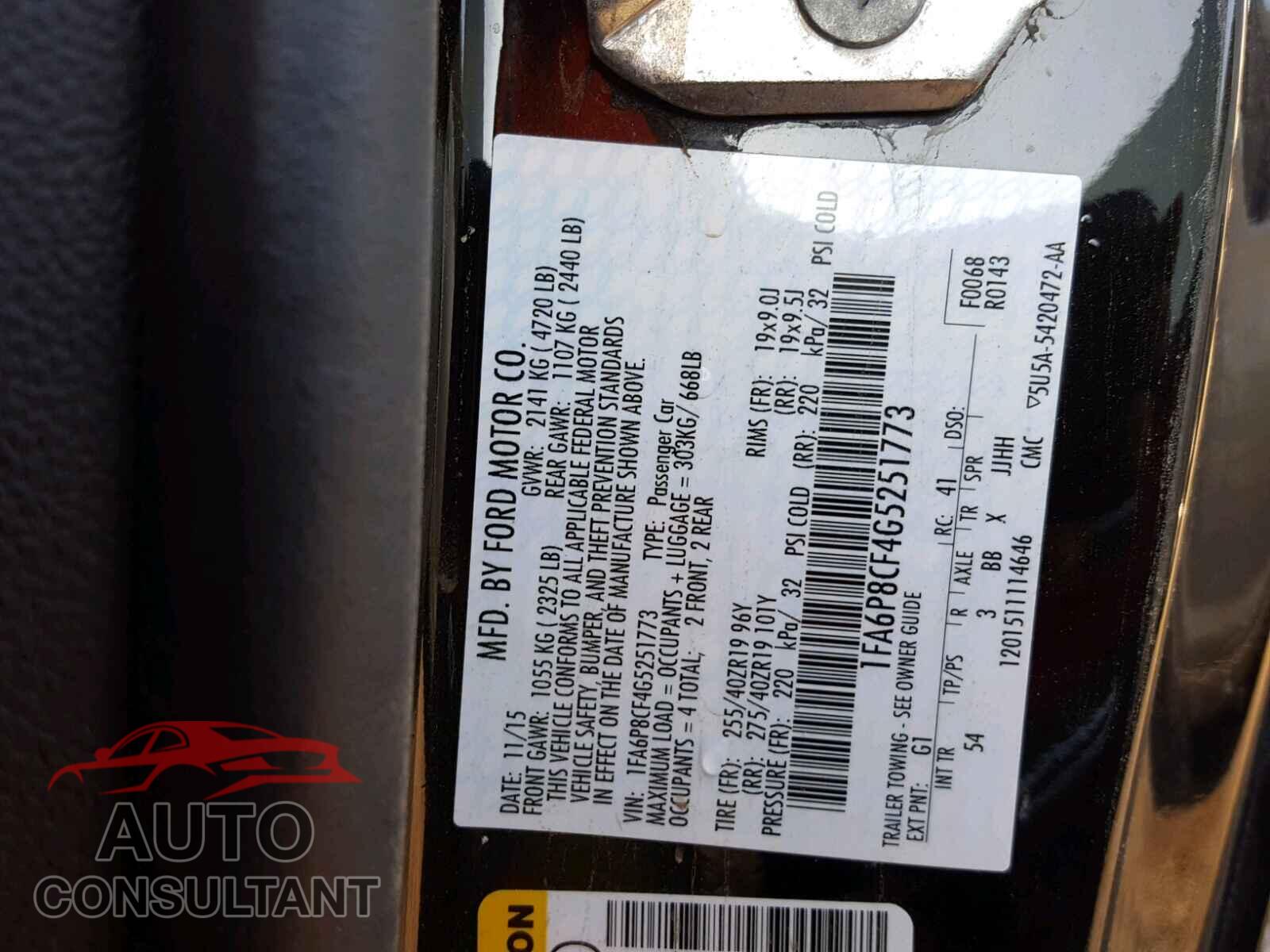 FORD MUSTANG 2016 - 1FA6P8CF4G5251773