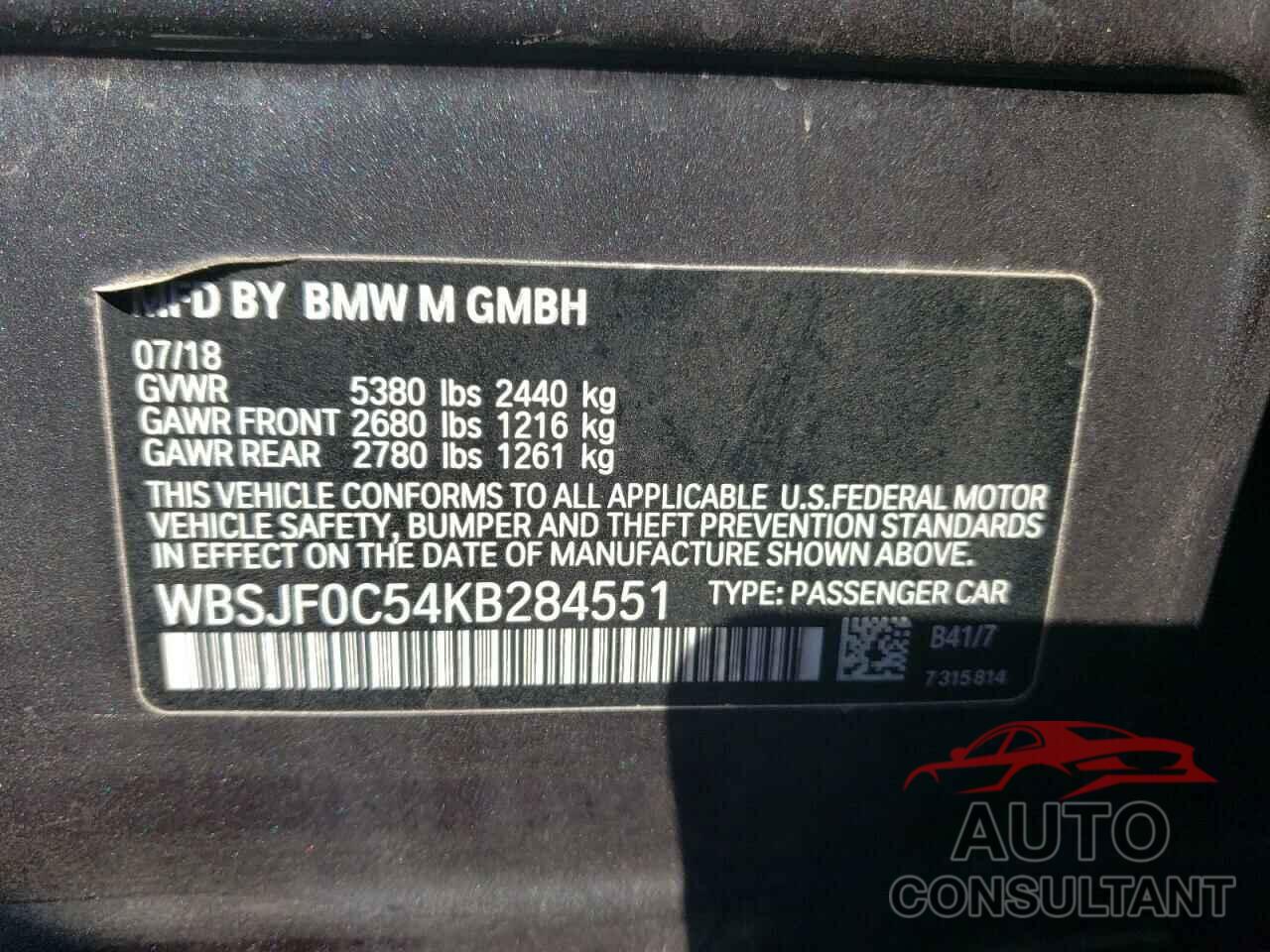 BMW M5 2019 - WBSJF0C54KB284551