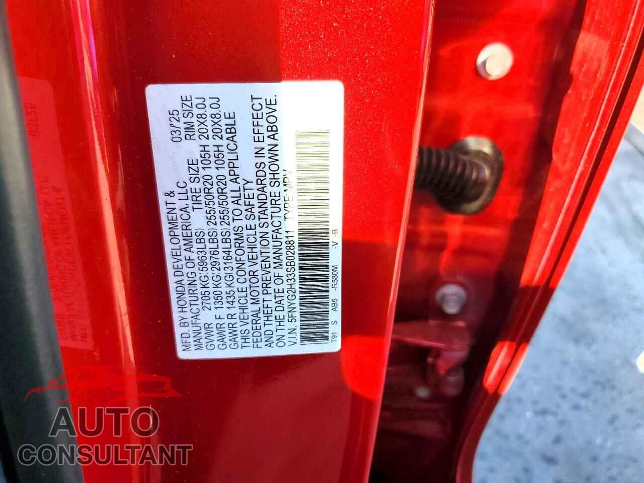 HONDA PILOT 2025 - 5FNYG2H33SB028811