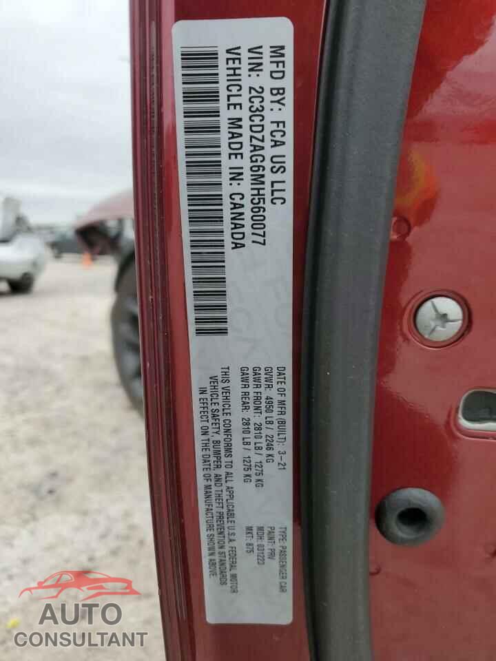 DODGE CHALLENGER 2021 - 2C3CDZAG6MH560077