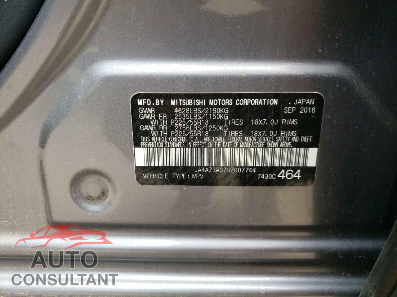 MITSUBISHI OUTLANDER 2017 - JA4AZ3A37HZ007744