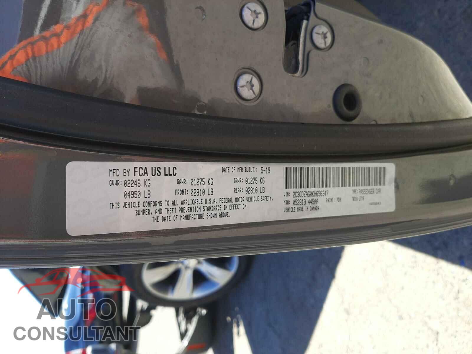 DODGE CHALLENGER 2019 - 2C3CDZAG0KH656347