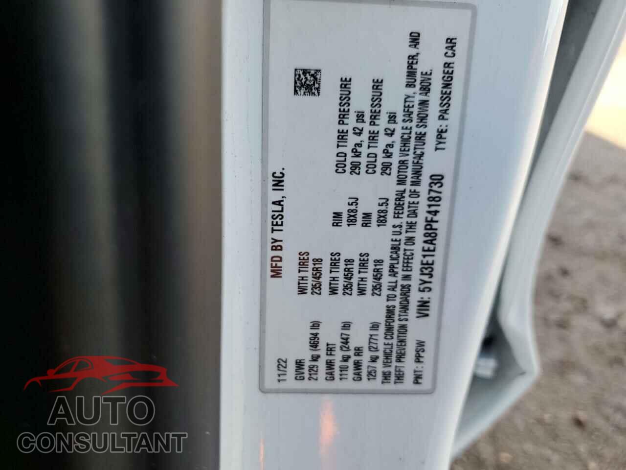 TESLA MODEL 3 2023 - 5YJ3E1EA8PF418730