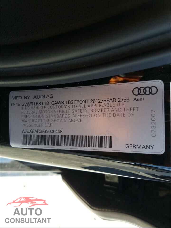 AUDI A6 2016 - WAUGFAFC8GN006448