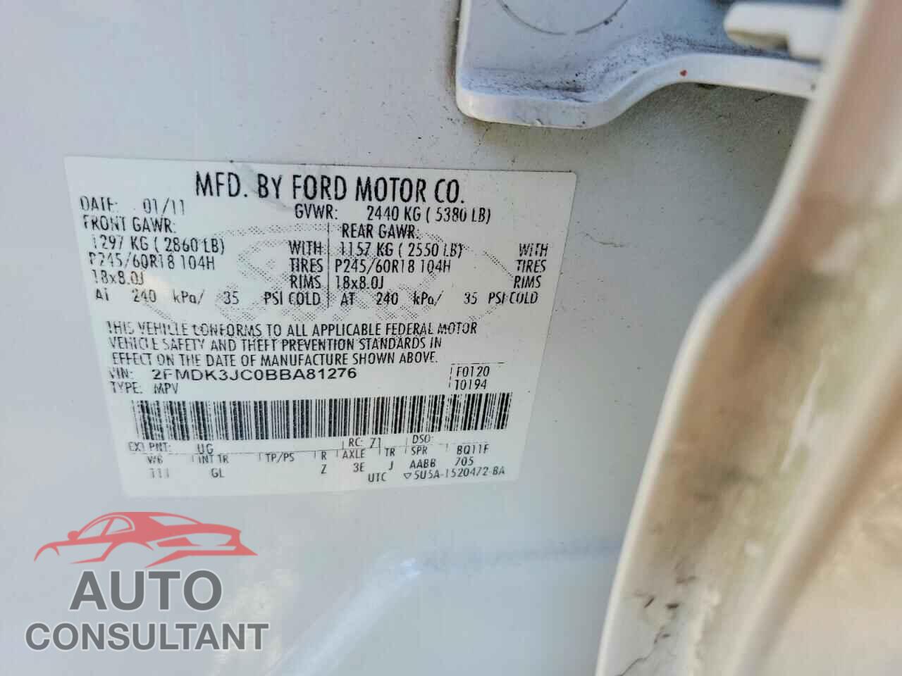 FORD EDGE 2011 - 2FMDK3JC0BBA81276