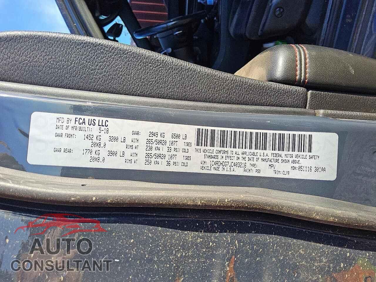 DODGE DURANGO 2018 - 1C4RDHDG7JC403216