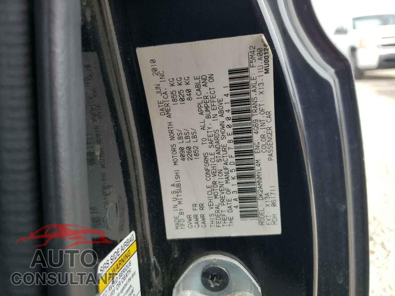 MITSUBISHI ECLIPSE 2011 - 4A31K5DF7BE004141