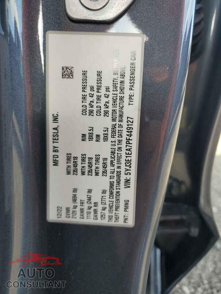 TESLA MODEL 3 2023 - 5YJ3E1EA7PF449127