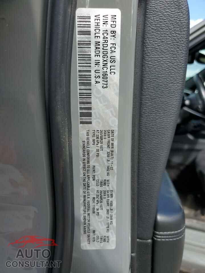 DODGE DURANGO 2022 - 1C4RDJDGXNC160773