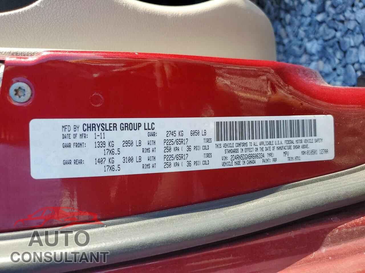 DODGE CARAVAN 2011 - 2D4RN5DGXBR606334