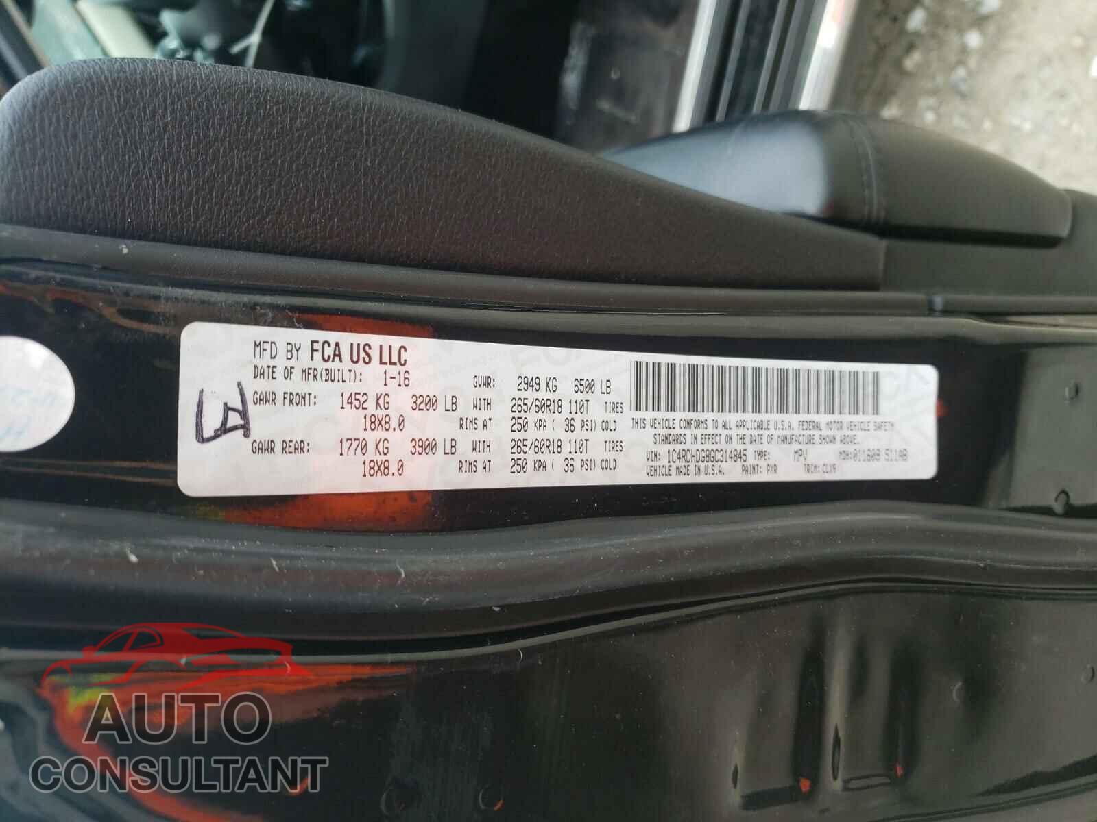 DODGE DURANGO 2016 - 1C4RDHDG8GC314845