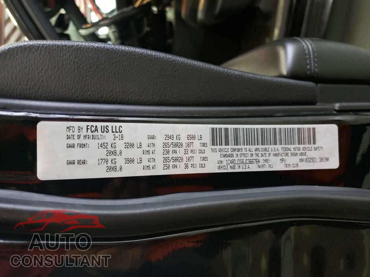 DODGE DURANGO 2018 - 1C4RDJDG6JC366764
