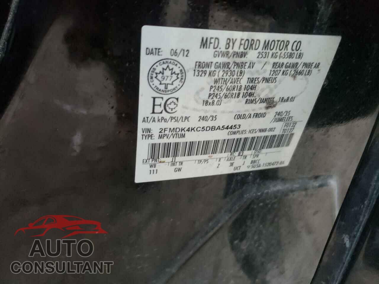 FORD EDGE 2013 - 2FMDK4KC5DBA54453