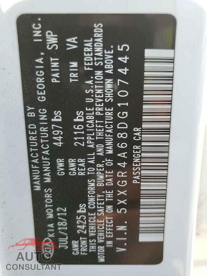 KIA OPTIMA 2013 - 5XXGR4A68DG107445