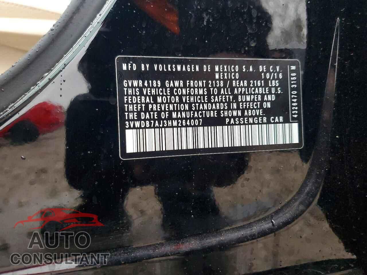 VOLKSWAGEN JETTA 2017 - 3VWDB7AJ3HM264007