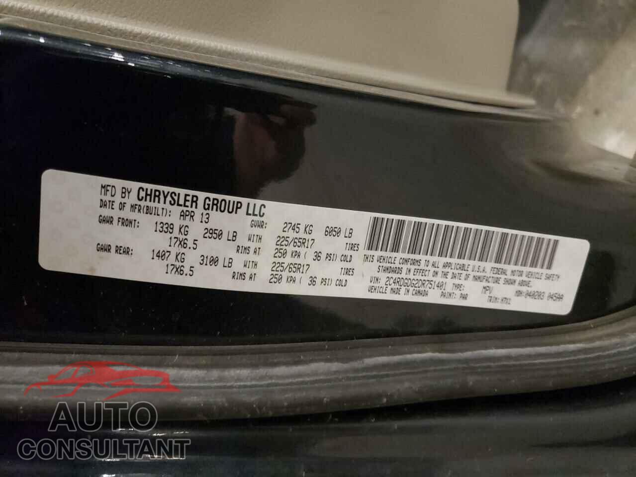 DODGE CARAVAN 2013 - 2C4RDGDG2DR751401