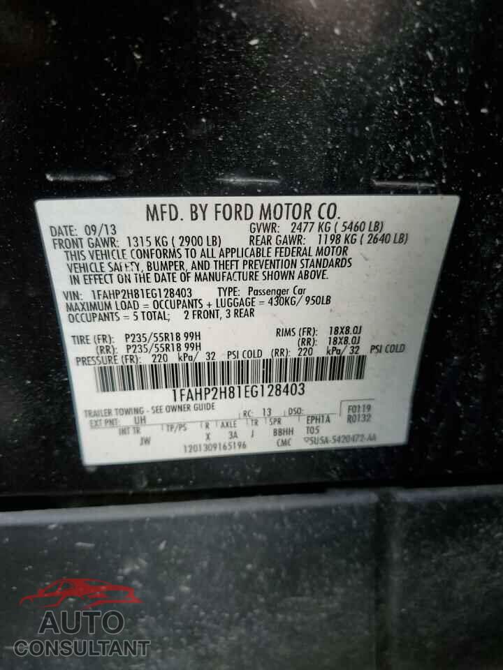 FORD TAURUS 2014 - 1FAHP2H81EG128403