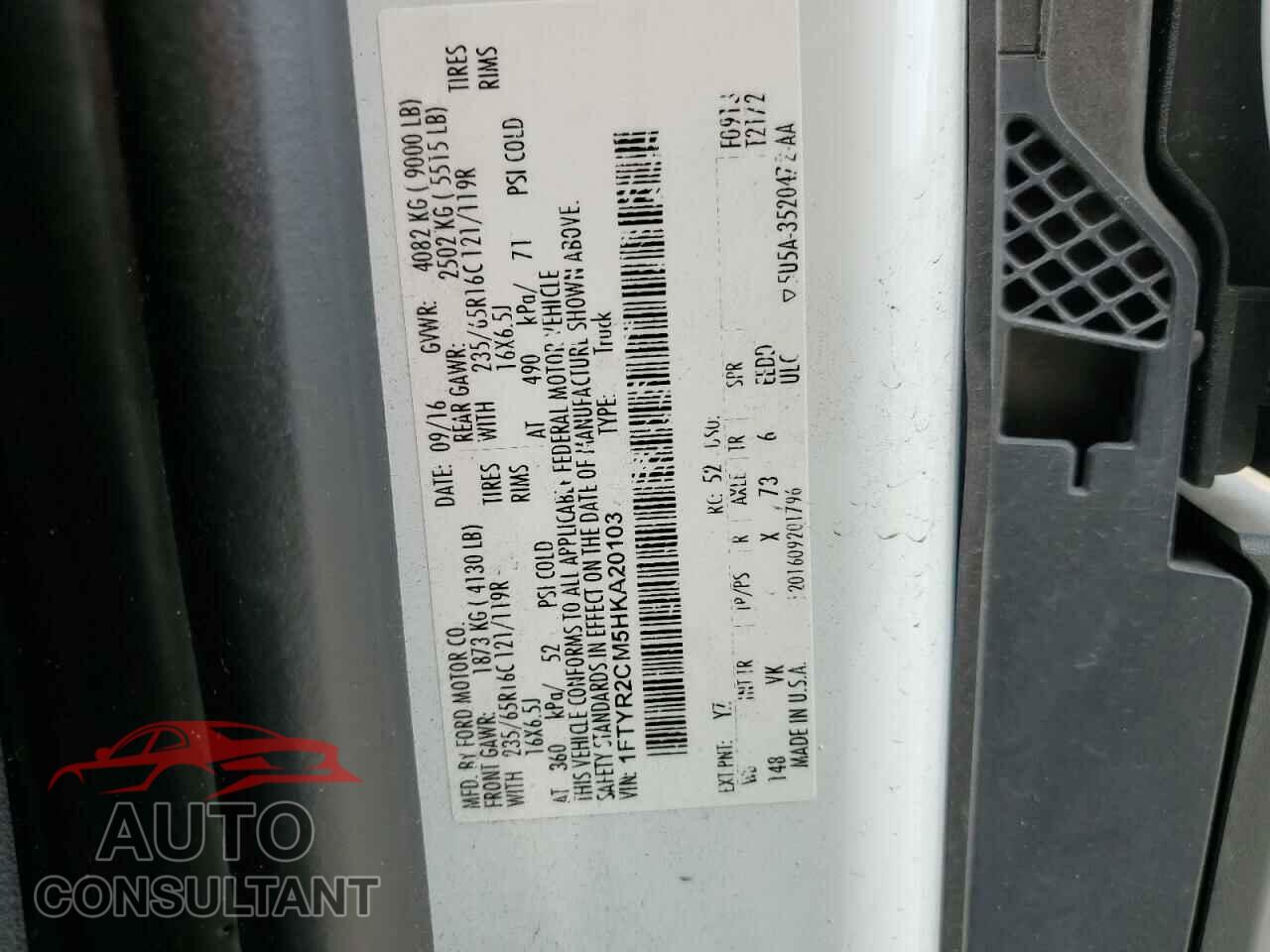 FORD TRANSIT 2017 - 1FTYR2CM5HKA20103