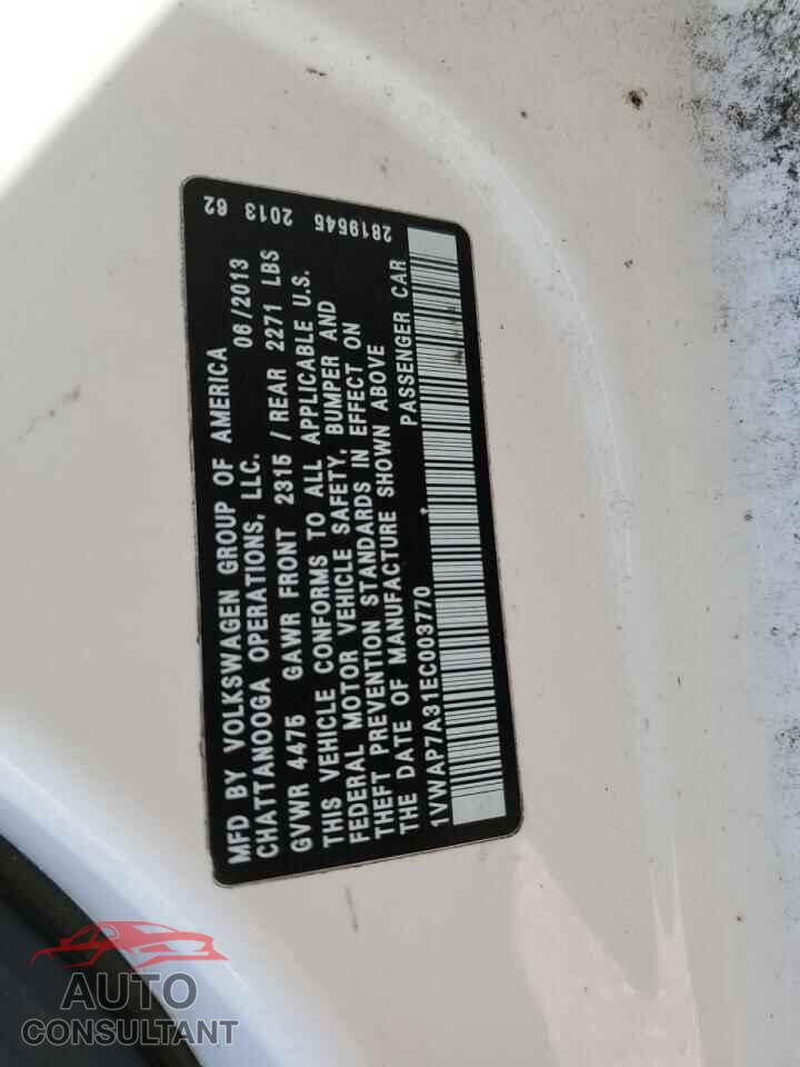 VOLKSWAGEN PASSAT 2014 - 1VWAP7A31EC003770