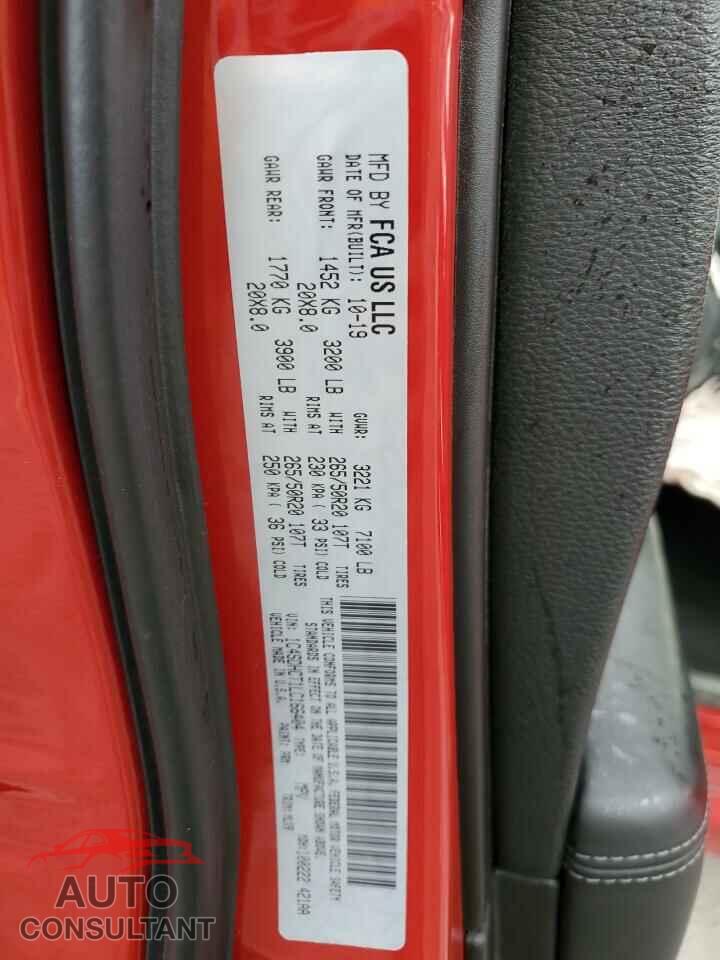 DODGE DURANGO 2020 - 1C4SDHCT1LC166404