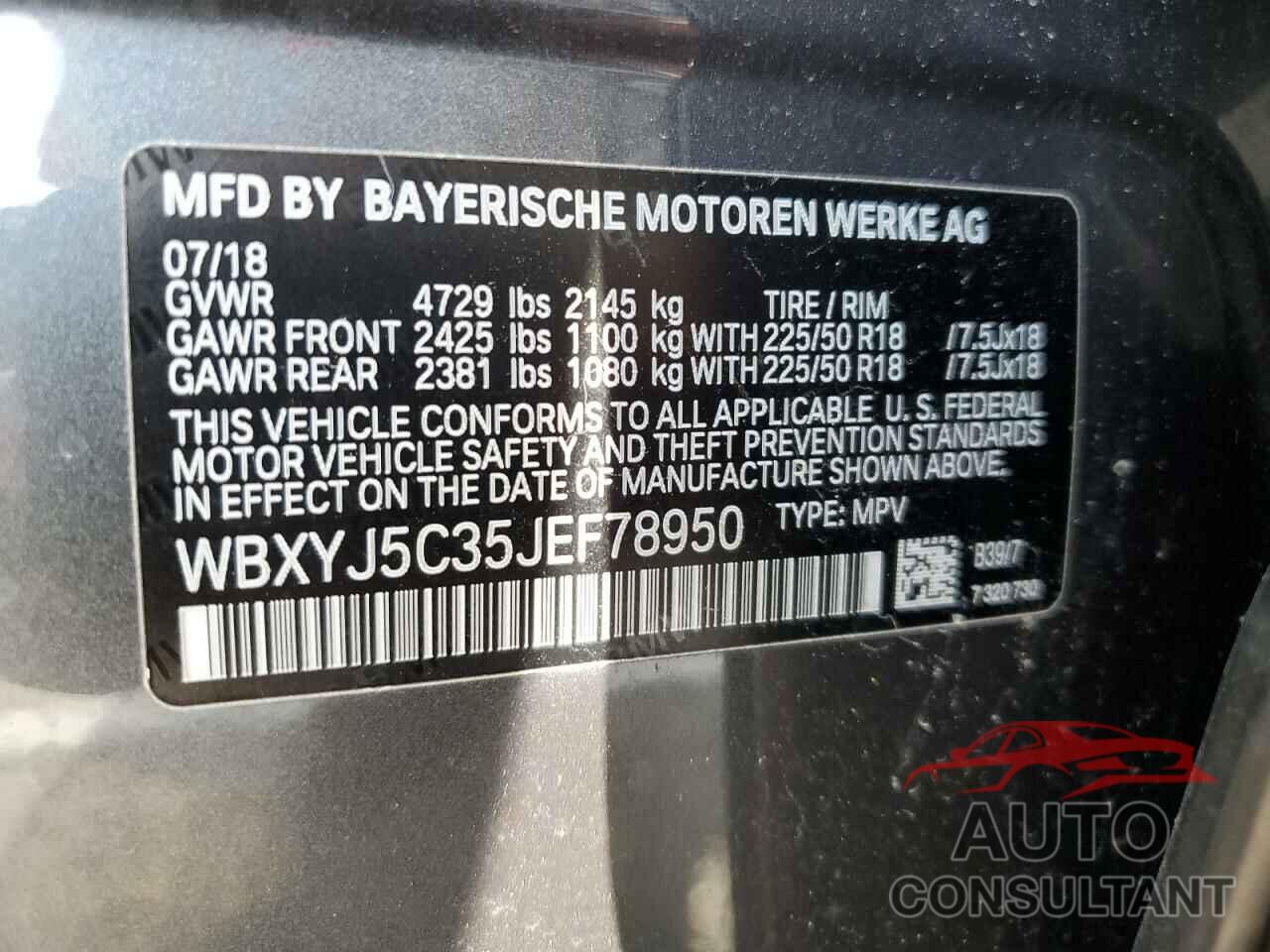 BMW X2 2018 - WBXYJ5C35JEF78950