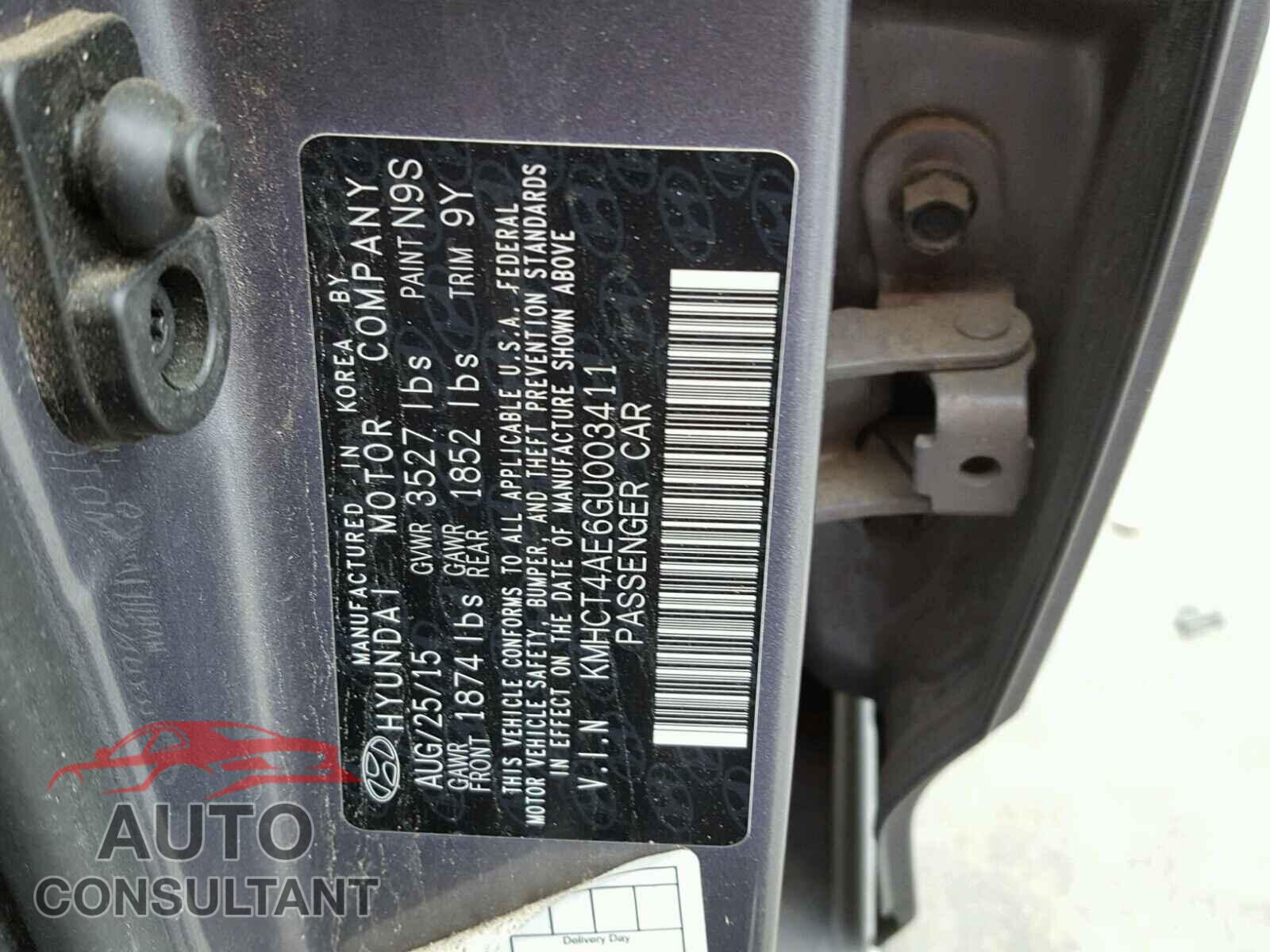 HYUNDAI ACCENT 2016 - KMHCT4AE6GU003411
