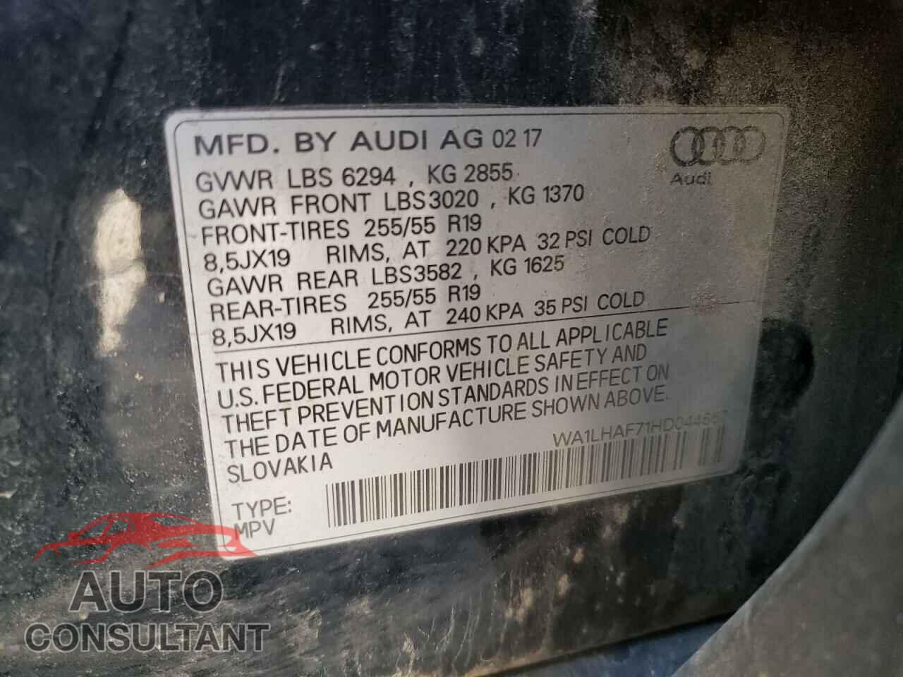 AUDI Q7 2017 - WA1LHAF71HD044667