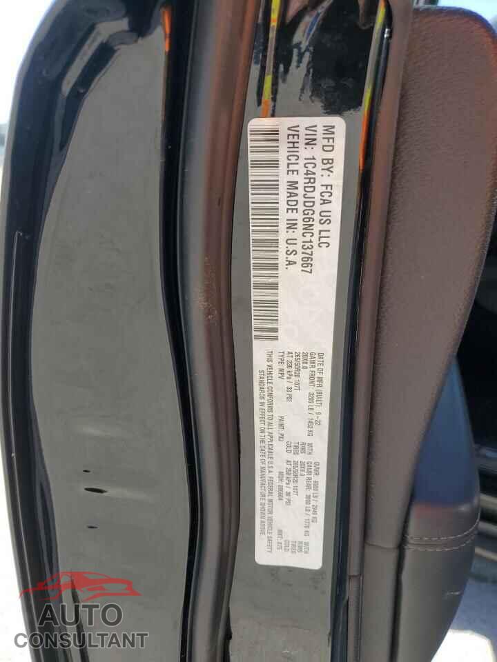 DODGE DURANGO 2022 - 1C4RDJDG6NC137667