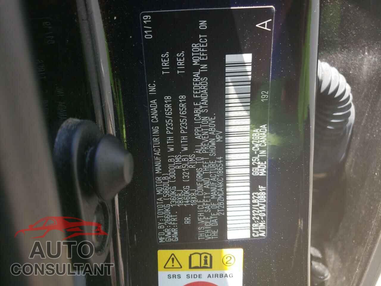 LEXUS RX350 2019 - 2T2BZMCA4KC186544