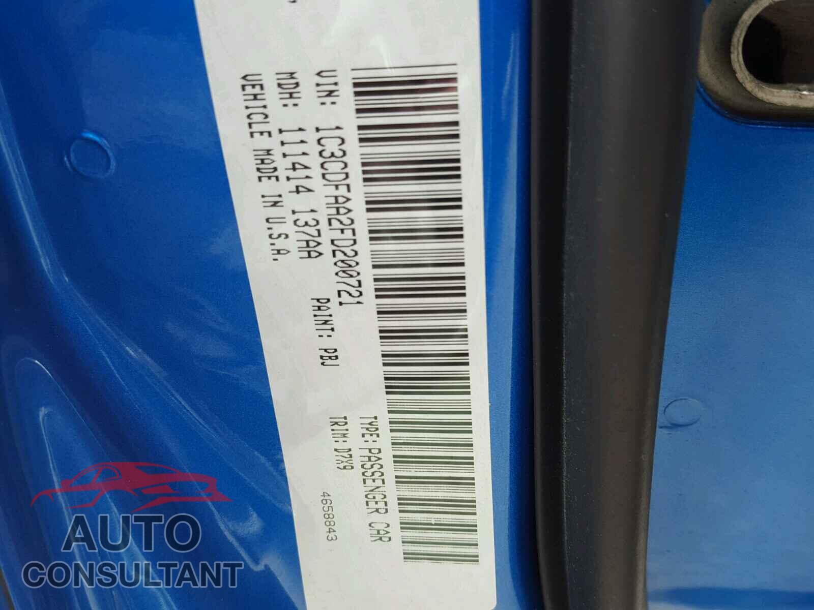 DODGE DART 2015 - 1C3CDFAA2FD200721