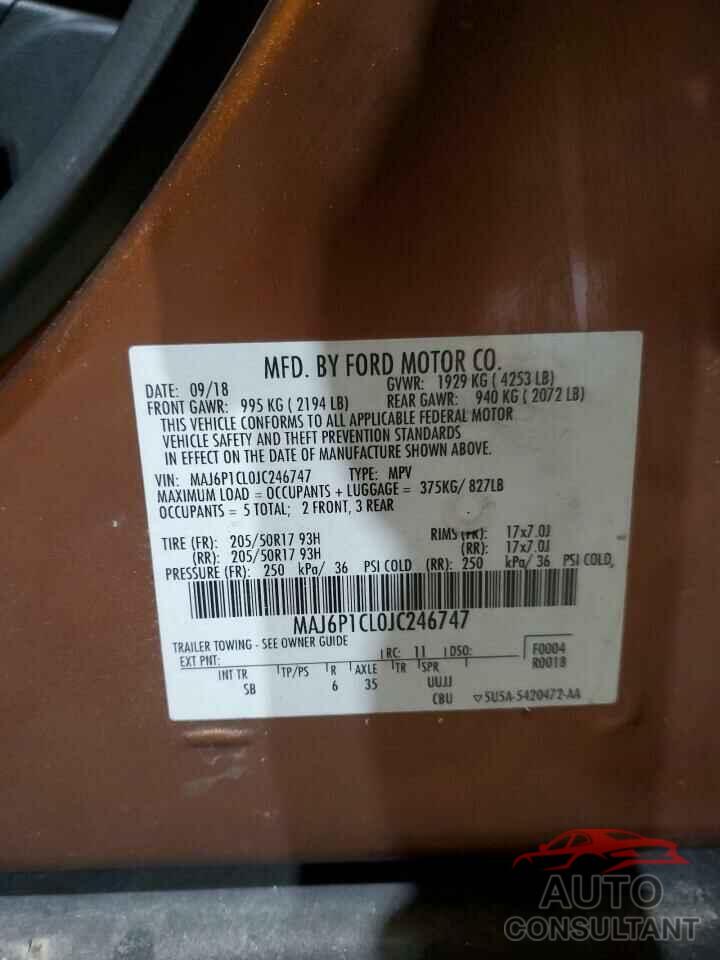 FORD ECOSPORT 2018 - MAJ6P1CL0JC246747