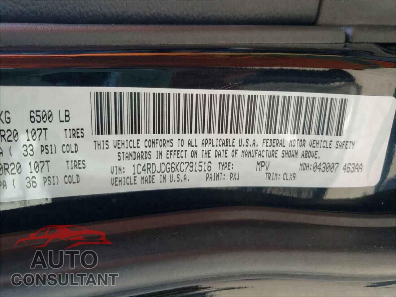DODGE DURANGO 2019 - 1C4RDJDG6KC791516