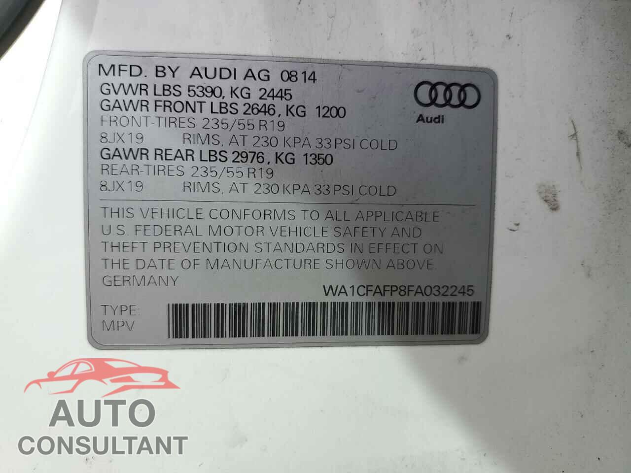 AUDI Q5 2015 - WA1CFAFP8FA032245