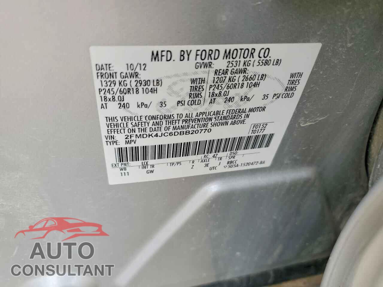 FORD EDGE 2013 - 2FMDK4JC6DBB20770
