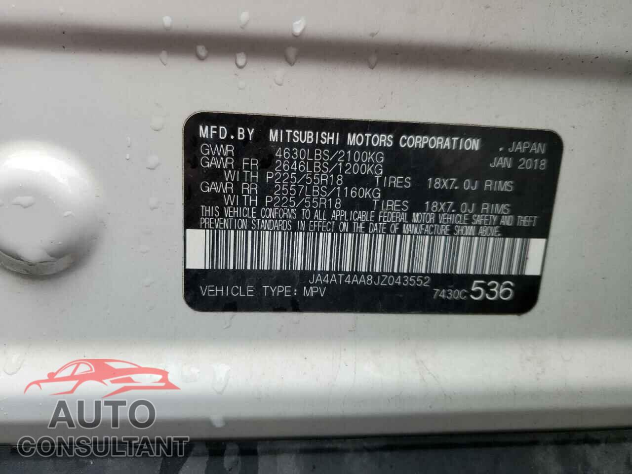 MITSUBISHI ECLIPSE 2018 - JA4AT4AA8JZ043552