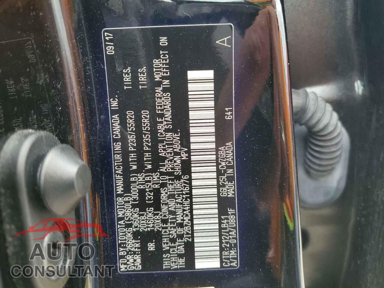 LEXUS RX350 2017 - 2T2BZMCA4HC116776