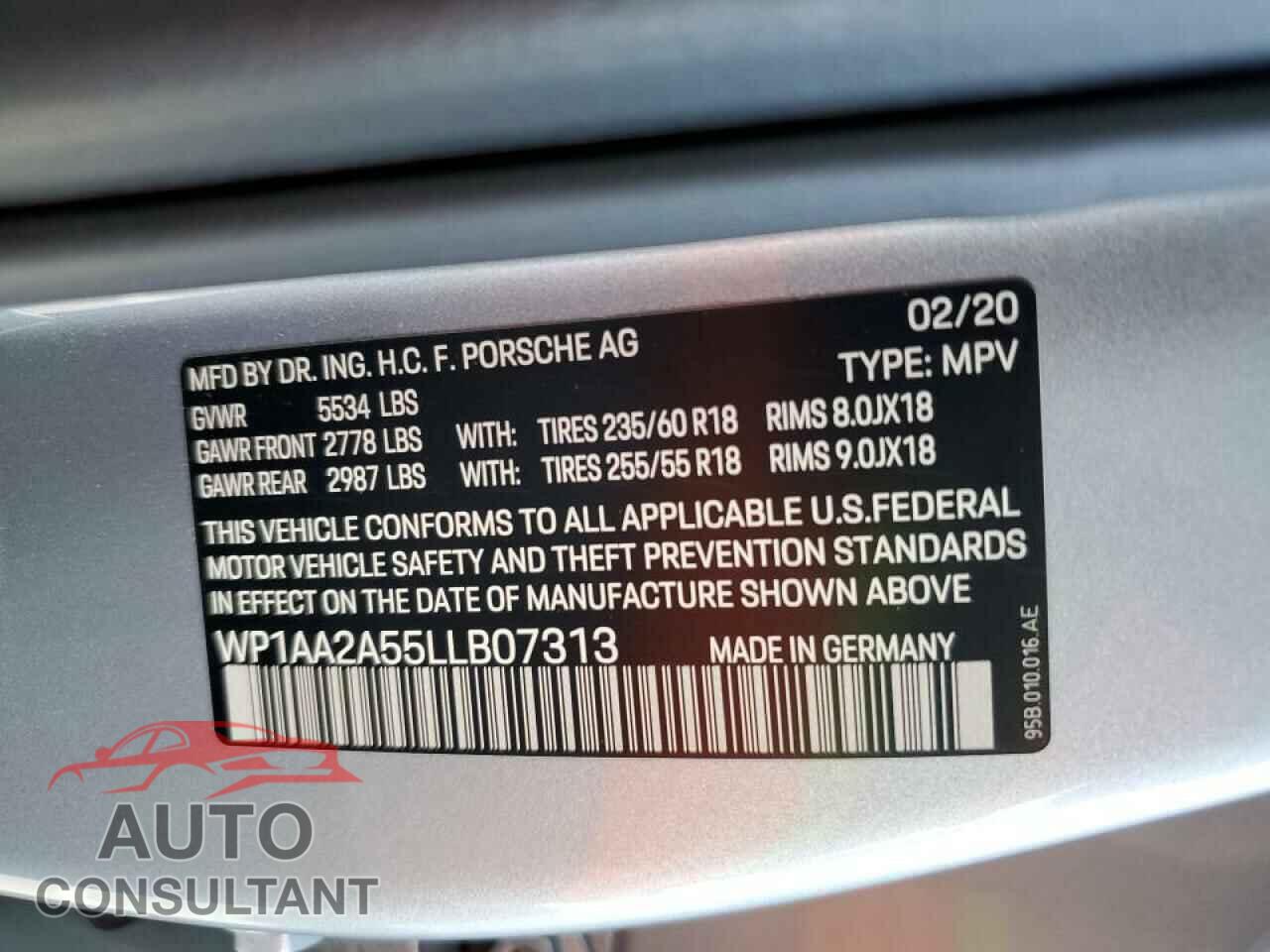 PORSCHE MACAN 2020 - WP1AA2A55LLB07313