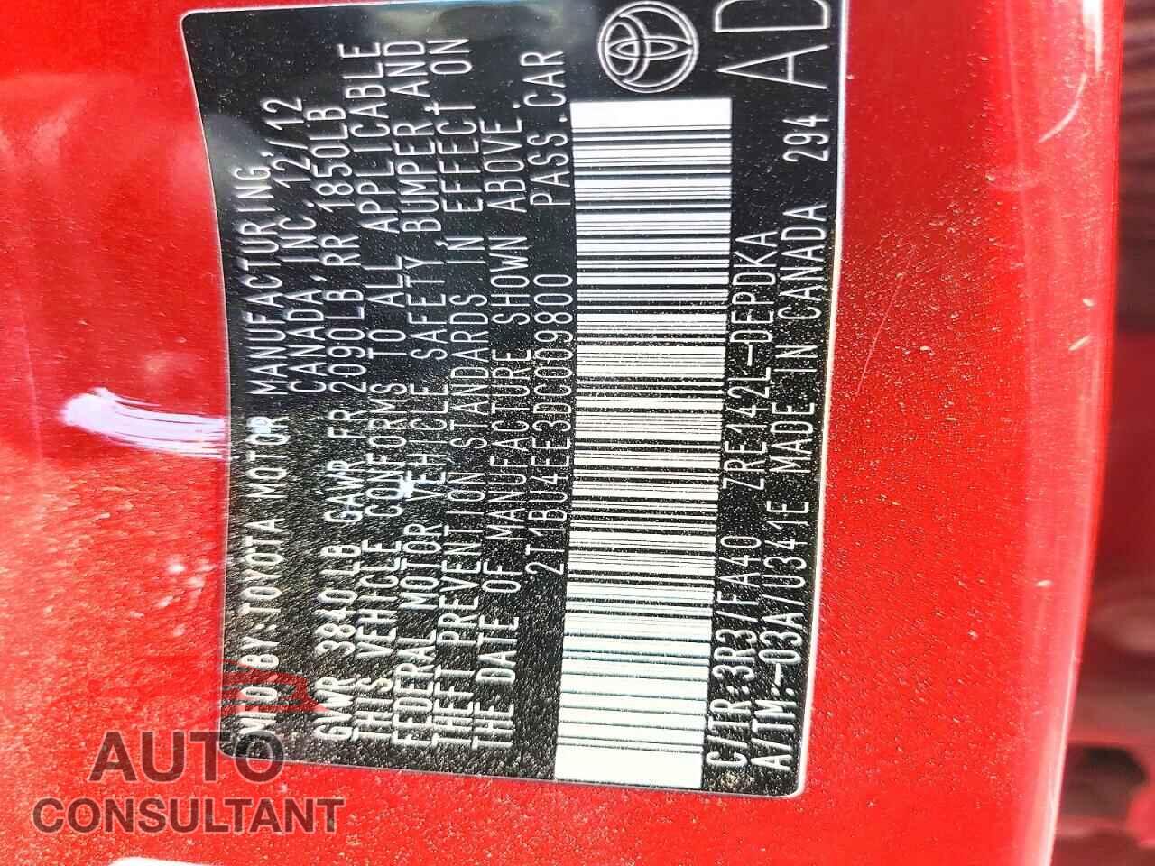 TOYOTA COROLLA 2013 - 2T1BU4EE3DC009800
