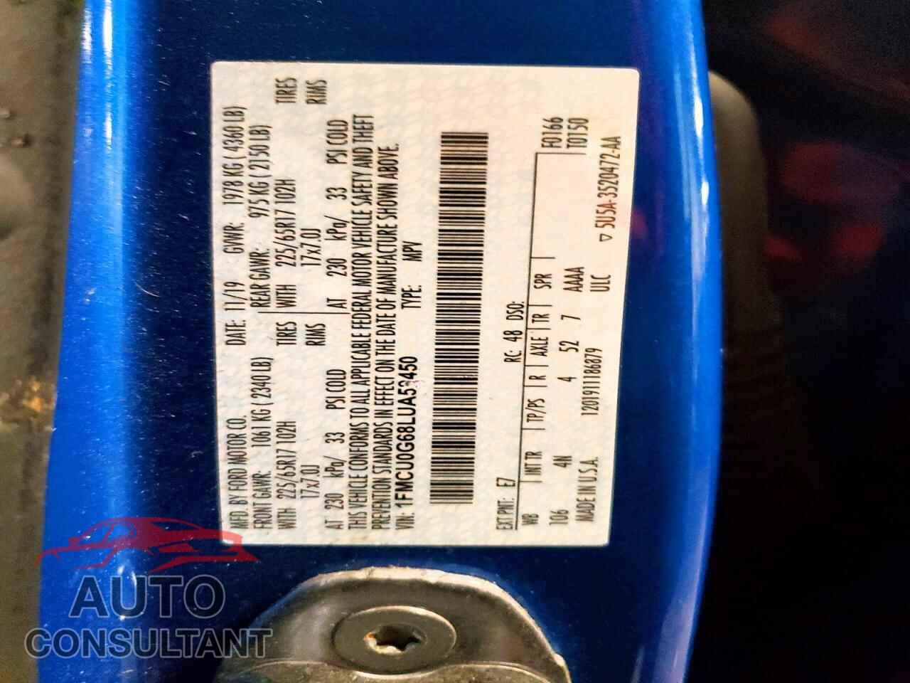 FORD ESCAPE 2020 - 1FMCU0G68LUA52450