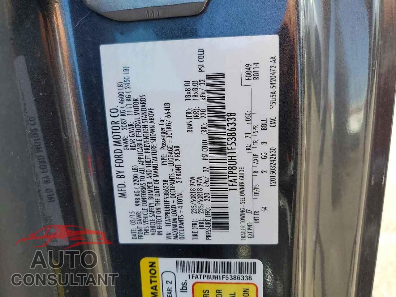 FORD MUSTANG 2015 - 1FATP8UH1F5386338