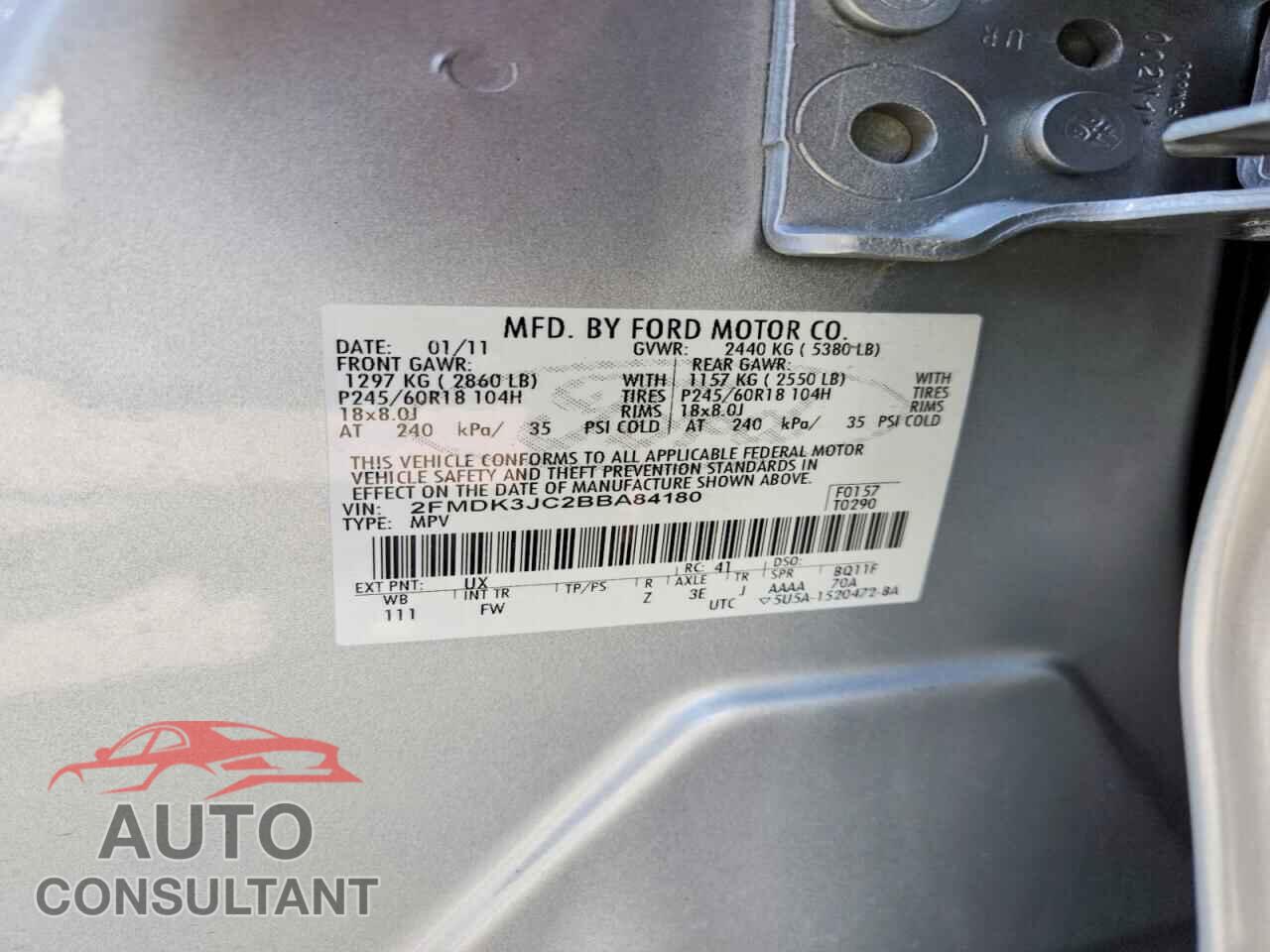 FORD EDGE 2011 - 2FMDK3JC2BBA84180