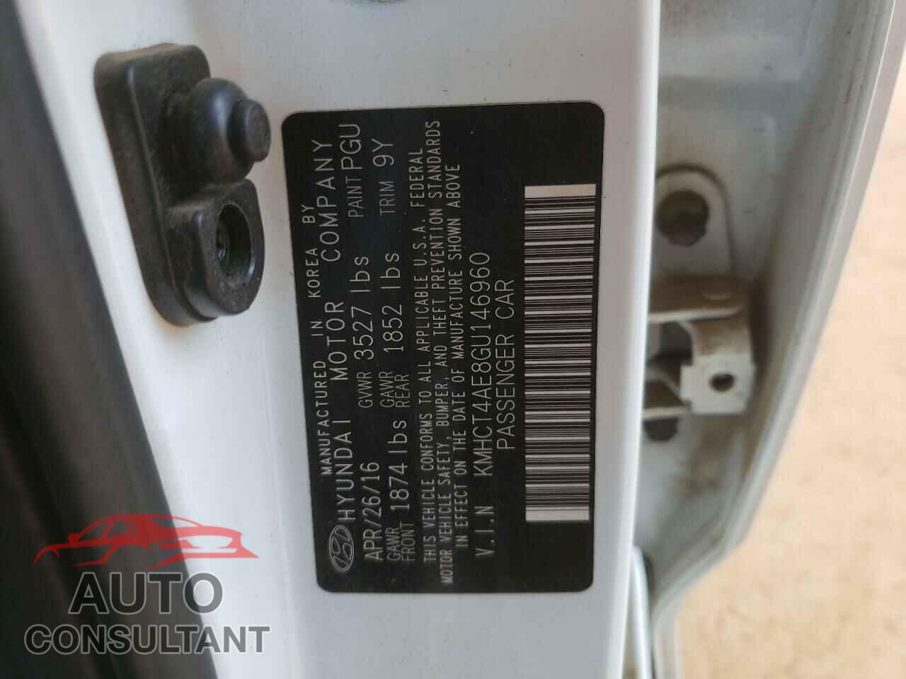 HYUNDAI ACCENT 2016 - KMHCT4AE8GU146960