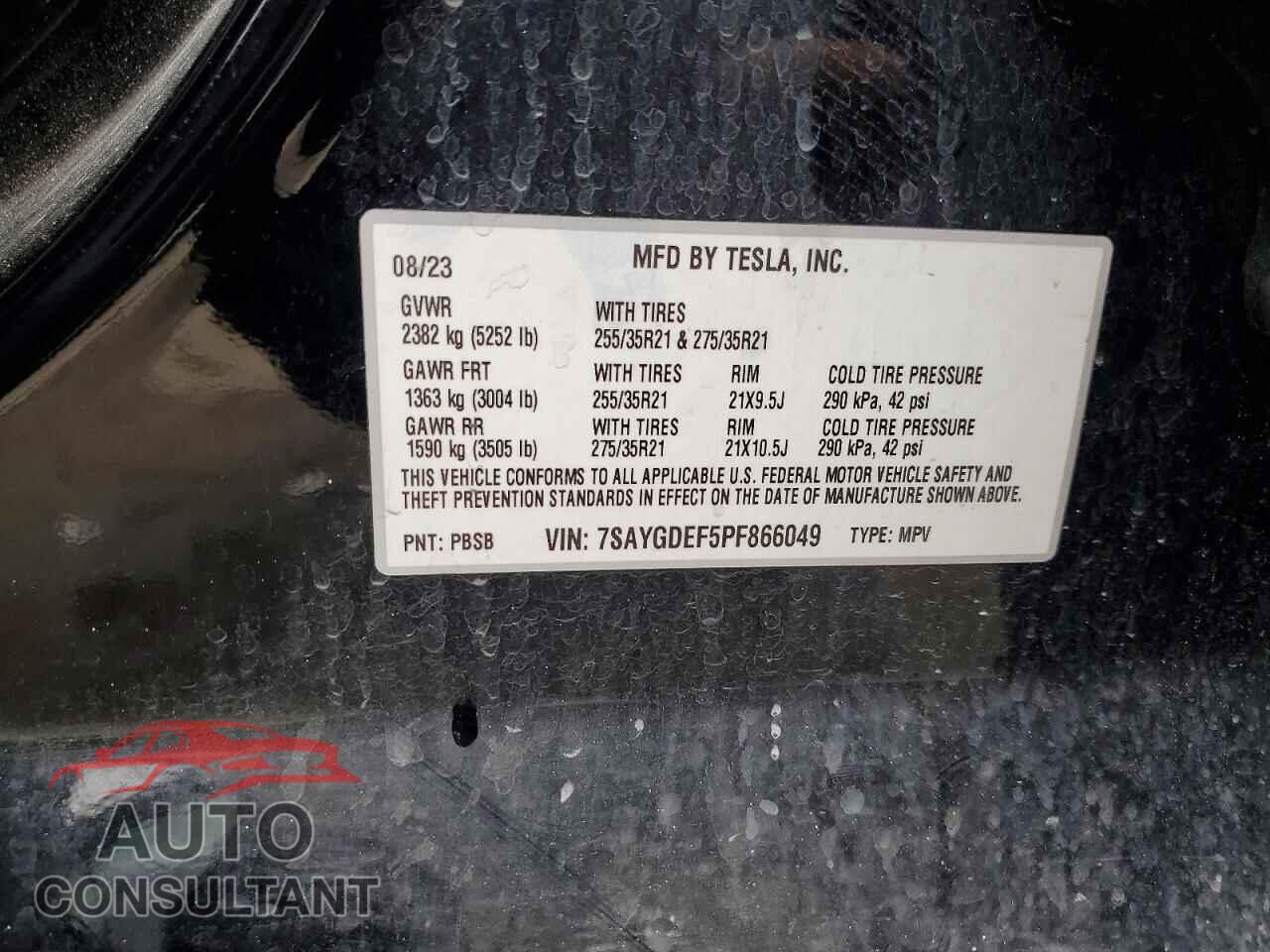 TESLA MODEL Y 2023 - 7SAYGDEF5PF866049