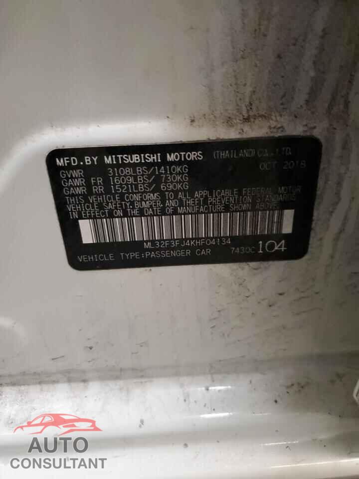 MITSUBISHI MIRAGE 2019 - ML32F3FJ4KHF04134
