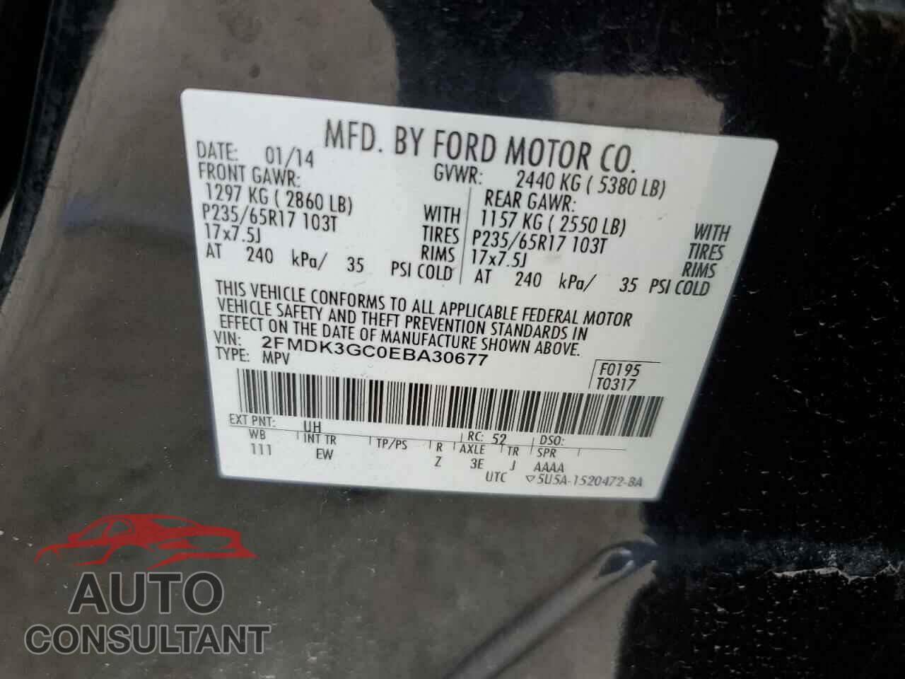 FORD EDGE 2014 - 2FMDK3GC0EBA30677