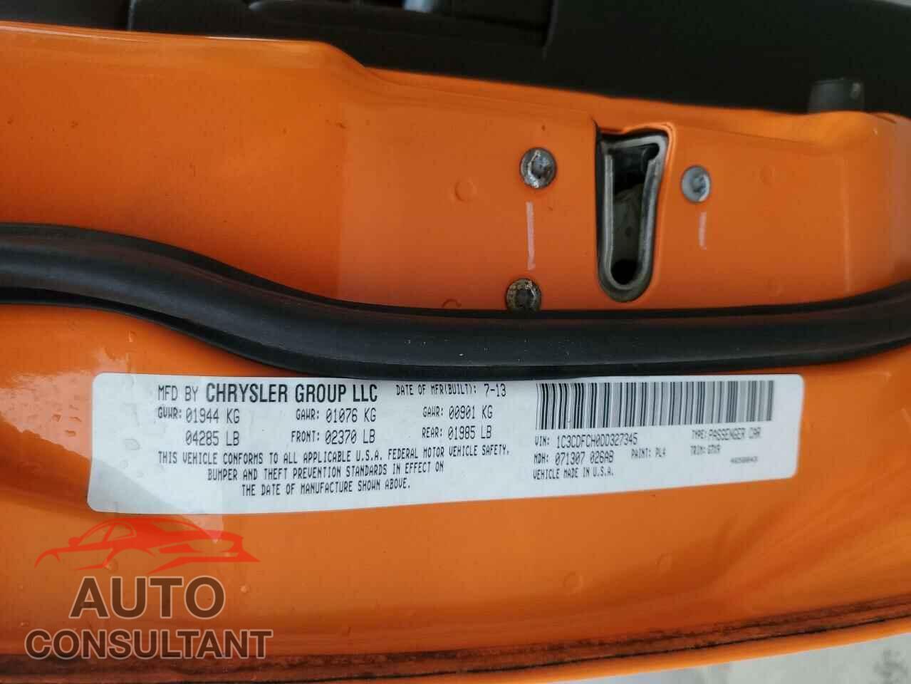 DODGE DART 2013 - 1C3CDFCH0DD327345