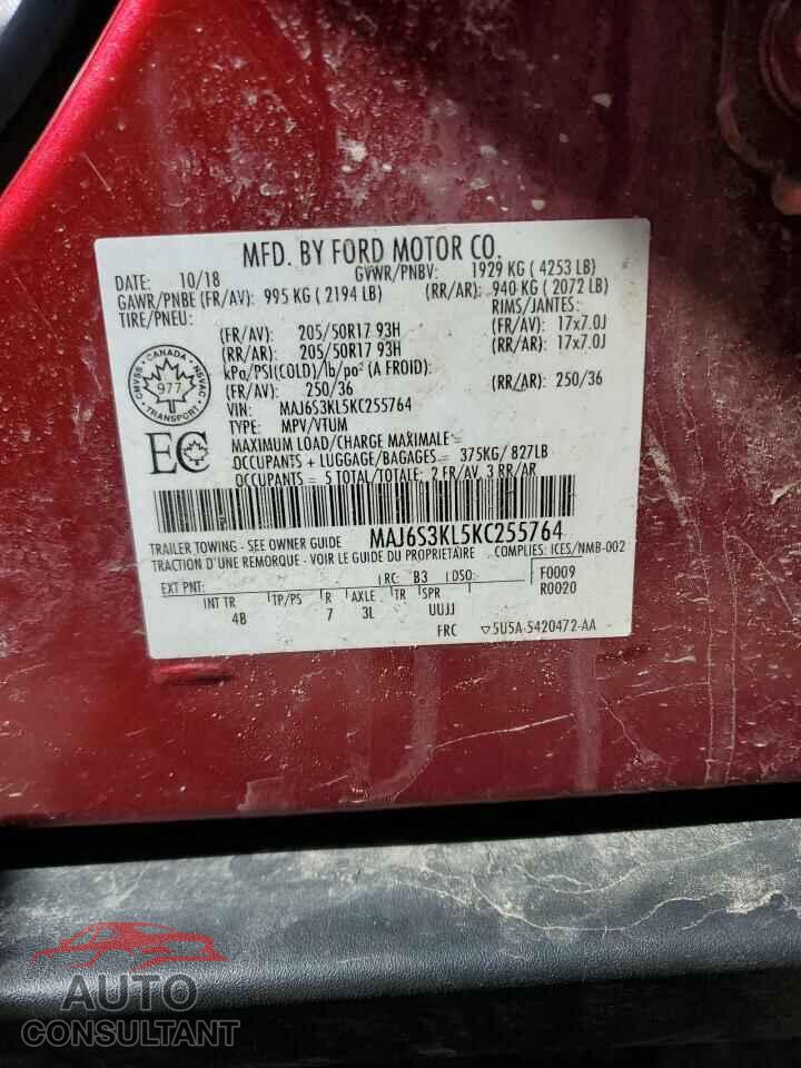 FORD ECOSPORT 2019 - MAJ6S3KL5KC255764