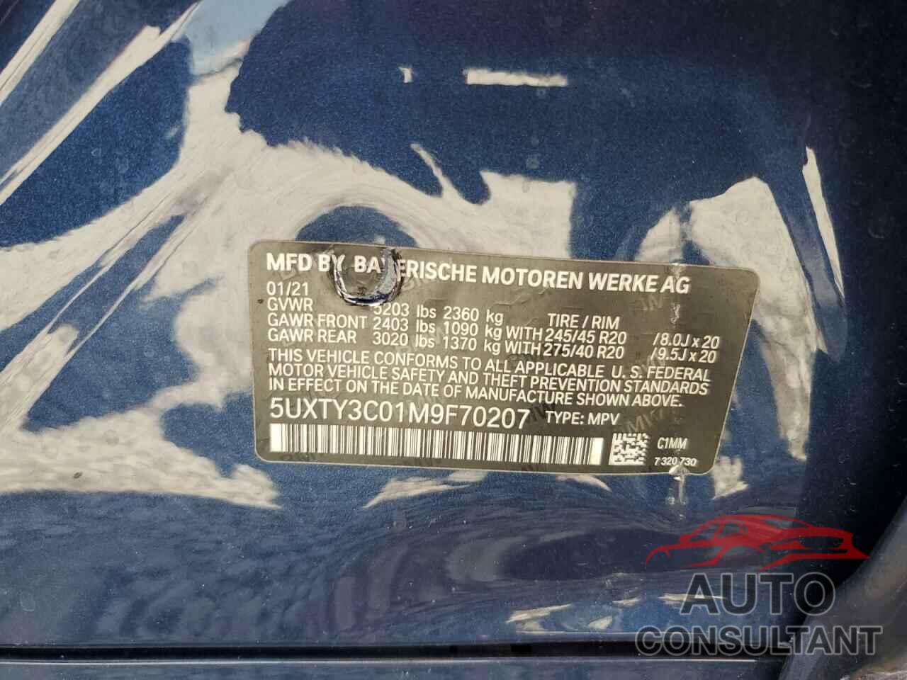 BMW X3 2021 - 5UXTY3C01M9F70207