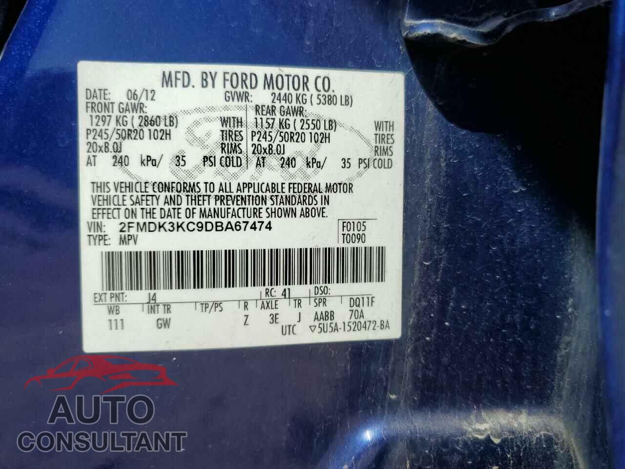 FORD EDGE 2013 - 2FMDK3KC9DBA67474